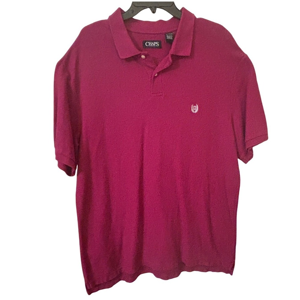 Chaps Polo Shirt Cotton Short Sleeve Casual Classic Fit Fuchsia XL EUC Business